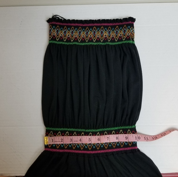 Strapless Embroidered Black Jumpsuit - Picture 10 of 12